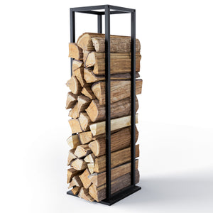 Range bûche vertical pour cheminée 33x33x112cm acier noir - vounat.shop