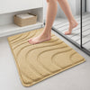 Lot de 2 Tapis de Bain Antidérapant microfibre motif ondulé 60x90cm beige - vounat.shop
