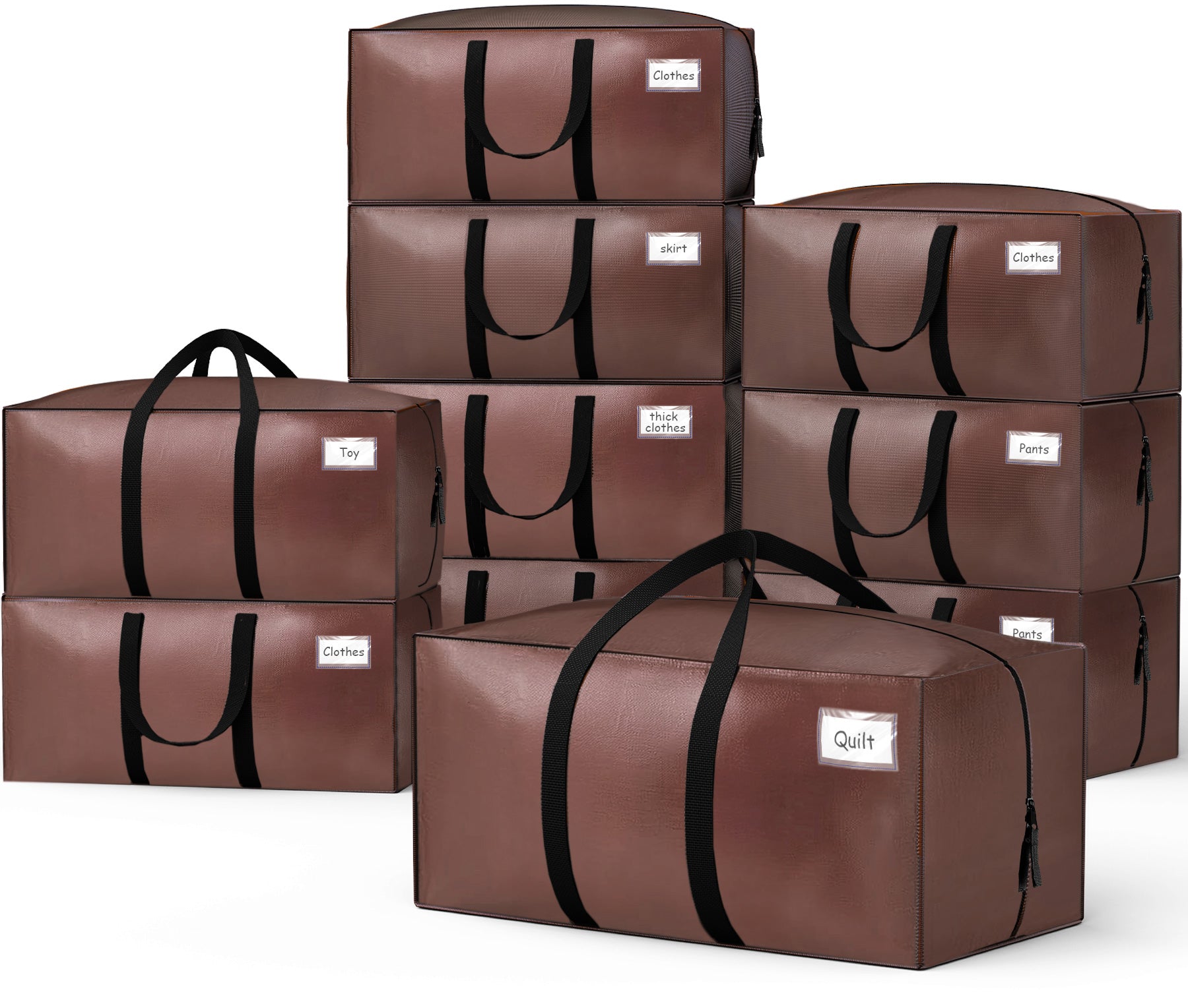 Lot 10 sacs de demenagement grand format avec sangles et poignee marron - vounat.shop