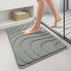 Lot de 2 Tapis de Bain Antidérapant microfibre motif ondulé 60x90cm gris - vounat.shop