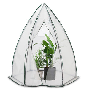 Serre de jardin hivernage dome avec bache PE 160x160x180cm Blanc - vounat.shop
