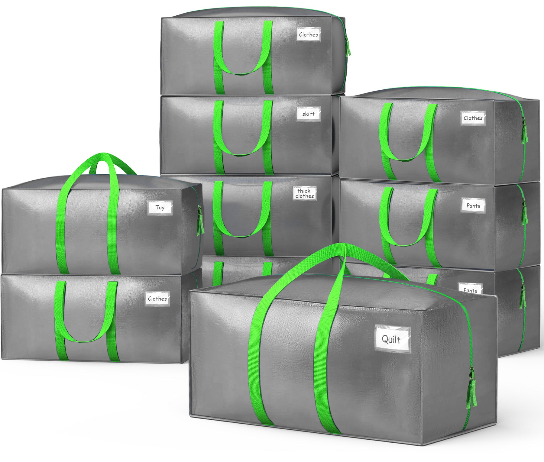 Lot 10 sacs de demenagement grand format avec sangles et poignee gris - vounat.shop