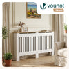 Cache radiateur en MDF avec lattes et etagere 152×19×82 cm Blanc Chêne - vounat.shop