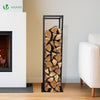 Range bûche vertical pour cheminée 33x33x112cm acier noir - vounat.shop