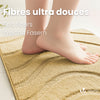 Lot de 2 Tapis de Bain Antidérapant microfibre motif ondulé 60x90cm beige - vounat.shop