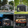 Tonnelle de jardin Arquee 3x3m Pliable avec porte et fenetre amovible gris - vounat.shop