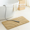 Lot de 2 Tapis de Bain Antidérapant microfibre motif ondulé 60x90cm beige - vounat.shop