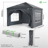 Tonnelle de jardin Arquee 3x3m Pliable avec porte et fenetre amovible gris - vounat.shop