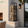 Range bûche vertical pour cheminée 33x33x112cm acier noir - vounat.shop