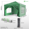 Tonnelle de jardin Arquee 3x3m Pliable avec porte et fenetre amovible vert - vounat.shop