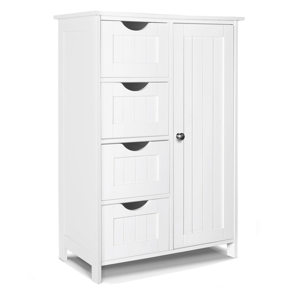 Meuble de salle de bain rangement 4 tiroirs 1 porte 82x55x30cm blanc - vounat.shop