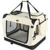 Sac transport pliable chien chat caisse cage portable 82x60x60cm beige - vounat.shop