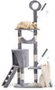Arbre a chat 155cm multi niveaux Griffoir et niche Gris - vounat.shop