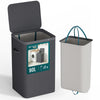 Panier a linge 1 compartiment et sac amovible auto ajustant avec couvercle 90L Anthracite - vounat.shop