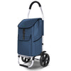 Chariot de course pliable aluminium 2 roues bleu marine - vounat.shop