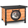 Maison pour Chat en bois avec toit bitumé et entrée en forme d'oreilles de chat - vounat.shop