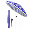 Parasol de jardin 2m avec ancrage sol et sac de transport Bleu blanc - vounat.shop