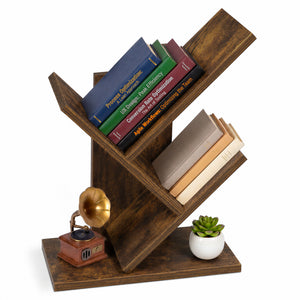 Bibliotheque Arbre etagere a Livres 30x16x40.5cm Marron Rustique - vounat.shop
