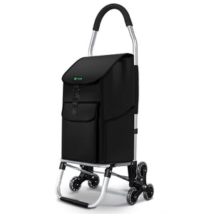 Chariot de courses pliable monte escalier aluminium noir - vounat.shop
