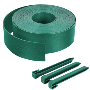 Bordure de jardin PE flexible 20M x 8 CM avec piquets vert - vounat.shop