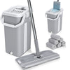 Balai microfibre et Seau Essoreur avec 6 serpillères Réutilisables Balai Plat Double compartiment gris - vounat.shop