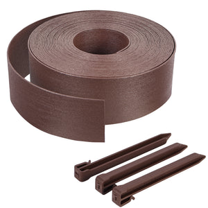 Bordure de jardin PE flexible 20M x 8 CM avec piquets marron - vounat.shop