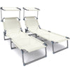 Transat pare soleil Textilene et range magazine Lot de 2 pcs Beige - vounat.shop