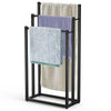 Porte serviettes sur pied autoportant 3 niveaux noir - vounat.shop