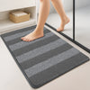 Lot de 2 Tapis de Bain Antidérapant chenille microfibre 60x90cm gris - vounat.shop
