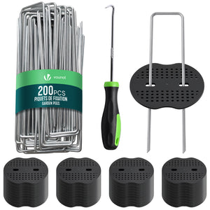 Lot de 200 piquets de fixation U 150x30mm avec 100 Rondelles de fixation plastique - vounat.shop