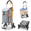 Chariot de course pliable monte escalier aluminium avec crochets gris - vounat.shop