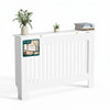 Cache radiateur en MDF avec lattes et etagere 111×19×82 cm Blanc - vounat.shop