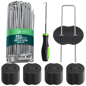 Lot de 250 piquets de fixation U 150x30mm avec 125 Rondelles de fixation plastique - vounat.shop