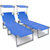 Transat pare soleil Textilene et range magazine Lot de 2 pcs Bleu - vounat.shop