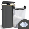 Panier a linge pliable 100L avec sac intérieur cadre bambou et couvercle gris - vounat.shop