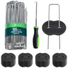 Lot de 100 piquets de fixation U 150x30mm avec 50 Rondelles de fixation plastique