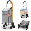 Chariot de course pliable monte escalier aluminium avec crochets gris - vounat.shop
