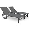 Lot de 2 Bain de soleil transat aluminium en textilene 190x62x31cm gris - vounat.shop