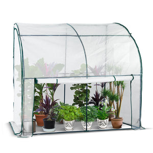 Serre de jardin hivernage murale adossee avec bache PE 200x100x180cm blanc - vounat.shop
