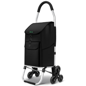 Chariot de courses pliable monte escalier aluminium noir - vounat.shop
