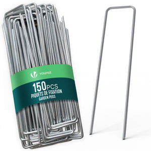 Lot de 150 piquets de fixation pour jardin U 150x30mm en acier galvanise - vounat.shop