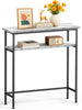 Console table 2 niveaux style industriel en metal et MDF 80x24x80 cm Blanc - vounat.shop