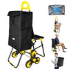 Chariot de courses pliable avec siege Jaune - vounat.shop
