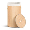 Panier a linge en bambou rond avec couvercle 58L - vounat.shop