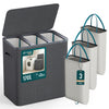 Panier a linge 3 compartiments et sacs amovibles auto ajustant avec couvercle 170L Anthracite - vounat.shop