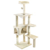 Arbre à Chat 138cm avec Griffoir Plateforme Niche et Capsule Spatiale beige - vounat.shop