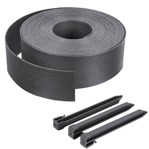 Bordure de jardin PE flexible 20M x 8 CM avec piquets gris - vounat.shop