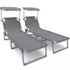 Transat pare soleil Textilene et range magazine Lot de 2 pcs Gris - vounat.shop