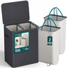 Panier a linge 2 compartiments et sacs amovibles auto ajustant avec couvercle 150L Anthracite - vounat.shop