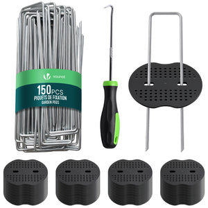 Lot de 150 piquets de fixation U 150x30mm avec 75 Rondelles de fixation plastique - vounat.shop